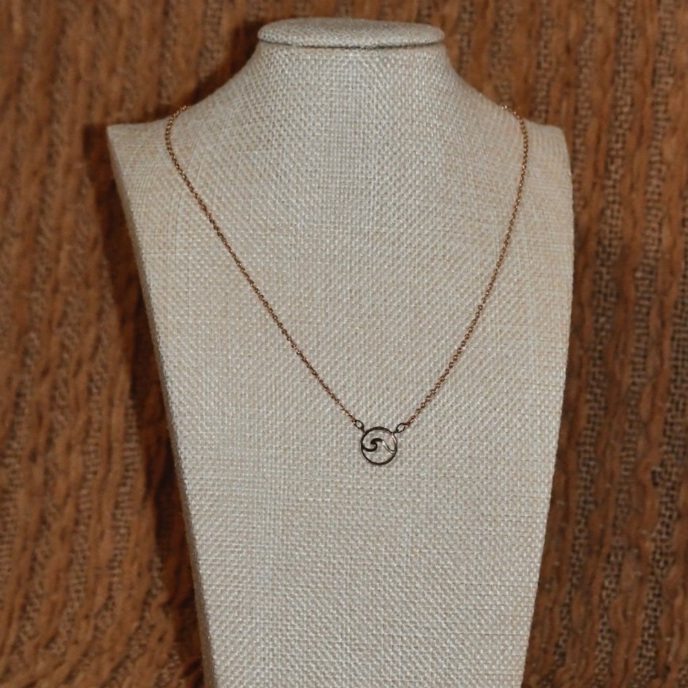 Gold cancer wave Necklace #002